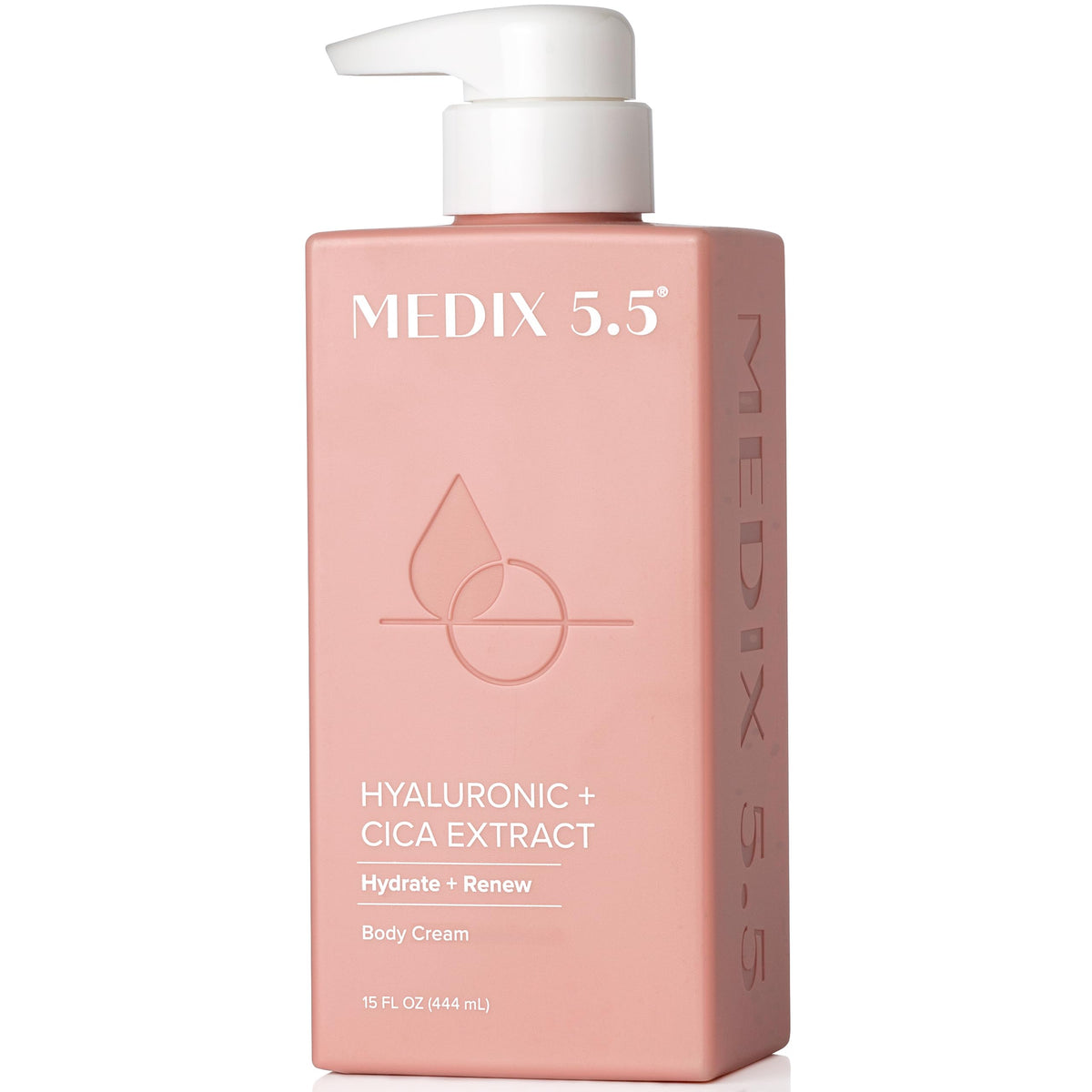 Medix 5.5 crema hidratante, botella visible, hidratación profunda para piel suave.
