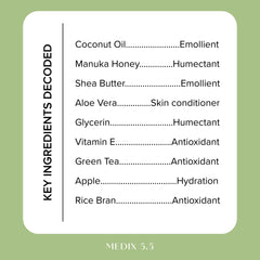 Ingredientes clave: coco, manteca de karité y miel de Manuka para antioxidantes