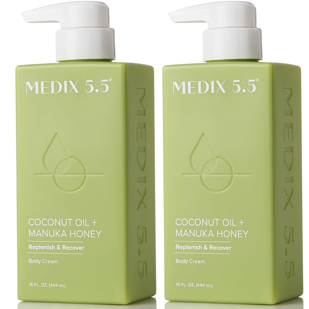 Medix 5.5 Loción Coco Miel Manuka en botella, hidratación duradera.