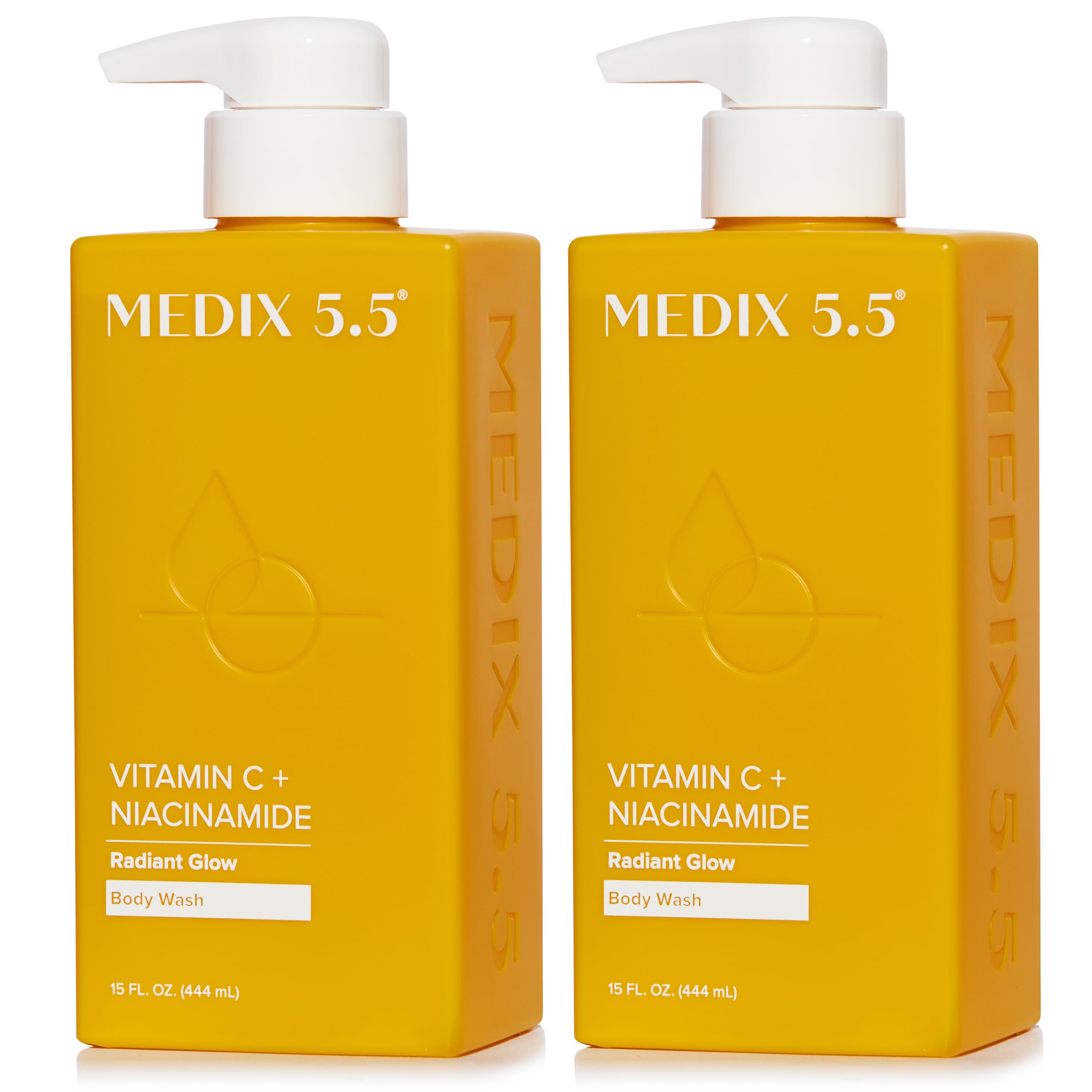 Medix 5.5 Radiant Glow: botella de gel de ducha con aroma cítrico para piel suave.