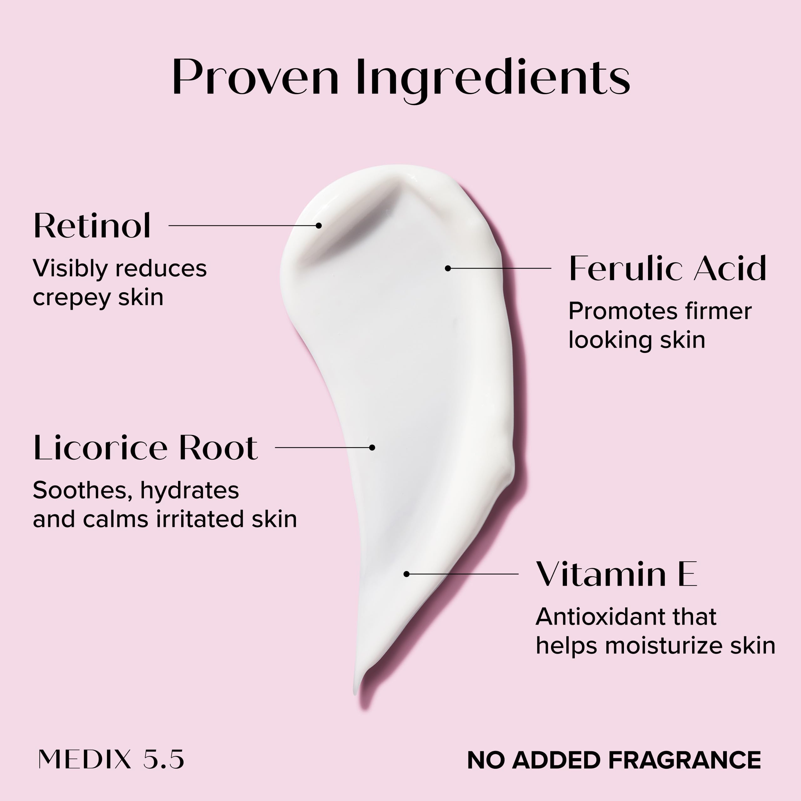 Texture riche de la crème rétinol Medix 5.5 s’étale facilement et nourrit la peau.