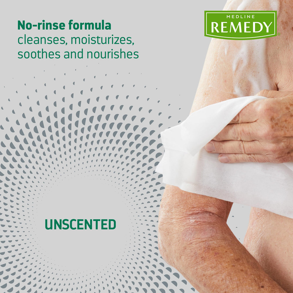 Medline Remedy aplicación fácil con paño para cuidado sin agua.