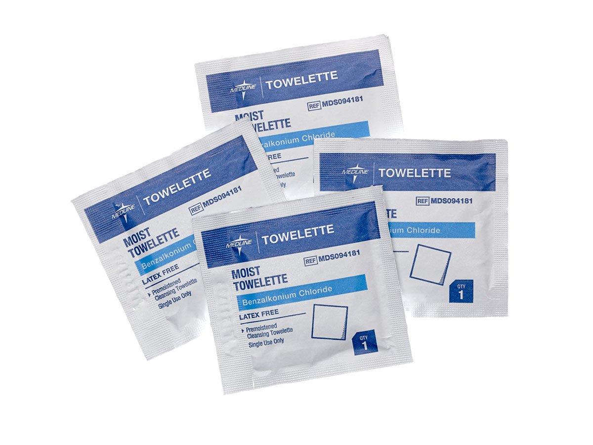 Toallitas Medline sin alcohol, empaque individual, higiene rápida en viaje y en el trabajo