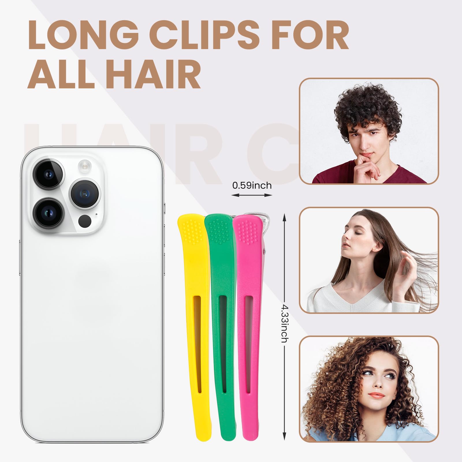 Pinza Medoca dientes antideslizantes para cabello grueso