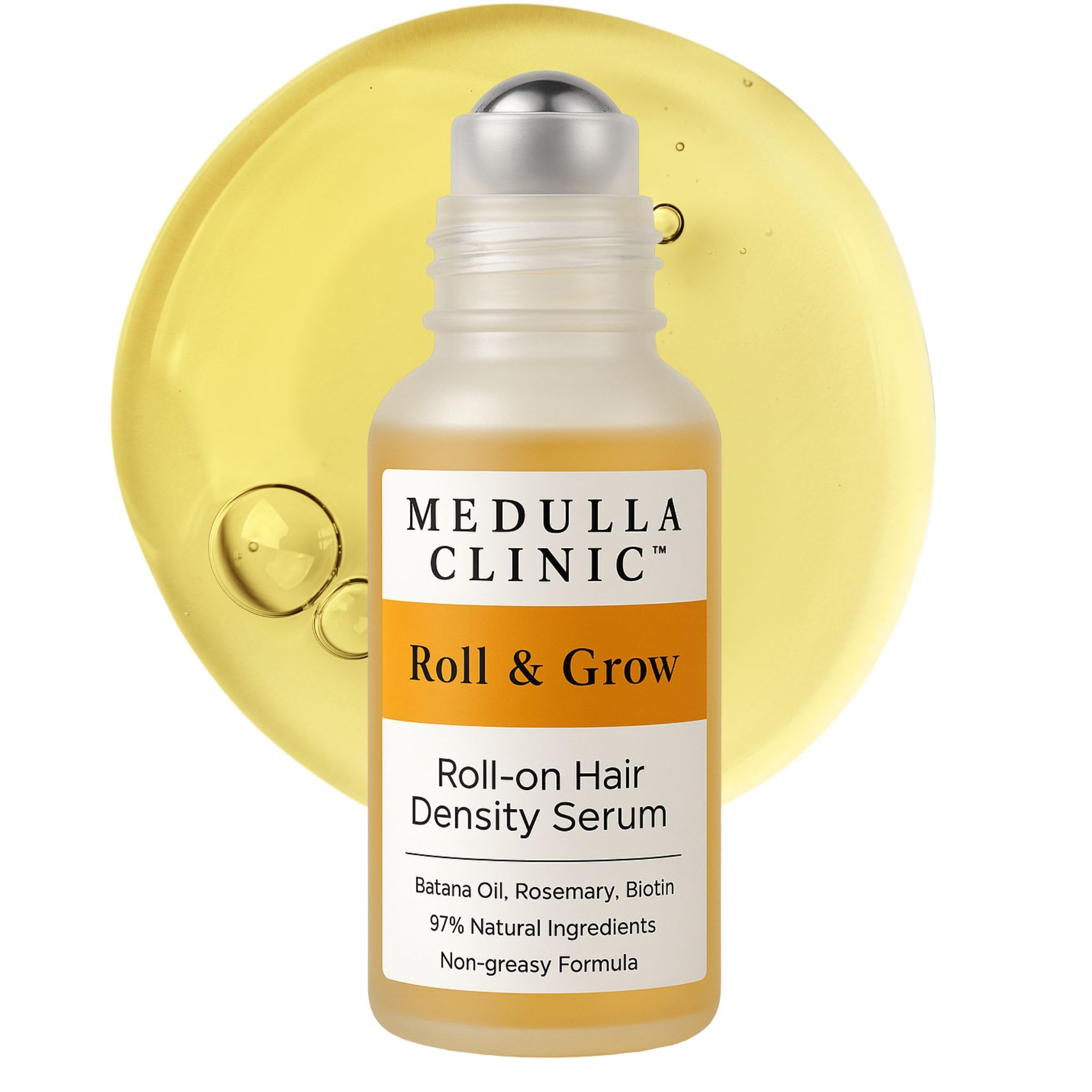 Medulla Clinic Serum Roll On para crecimiento capilar, aplicación precisa para el cuero cabelludo.