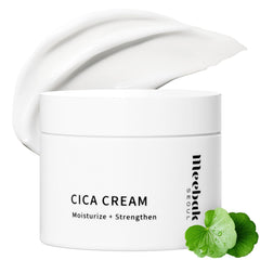 Meebak Cica Cream botella: hidratación suave para piel sensible en uso diario.