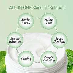 Meebak Cica Cream ingredientes-clave: Niacinamida y ceramidas para tono uniforme.