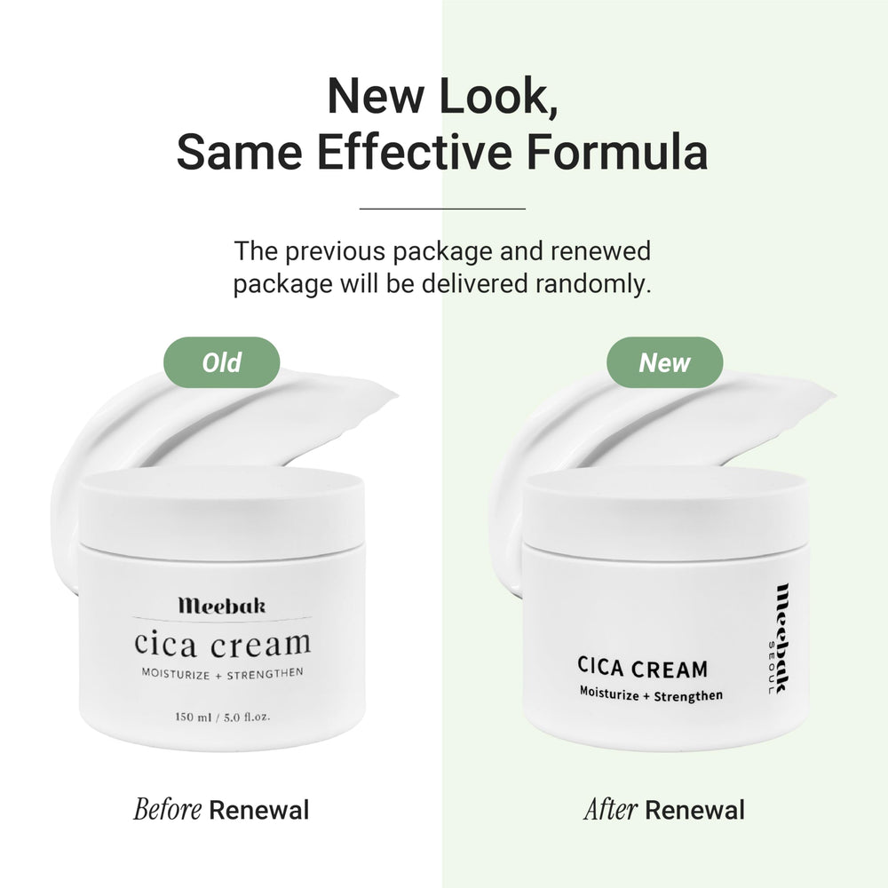 Piel calma con Meebak Cica Cream tras irritaciones, uso suave.