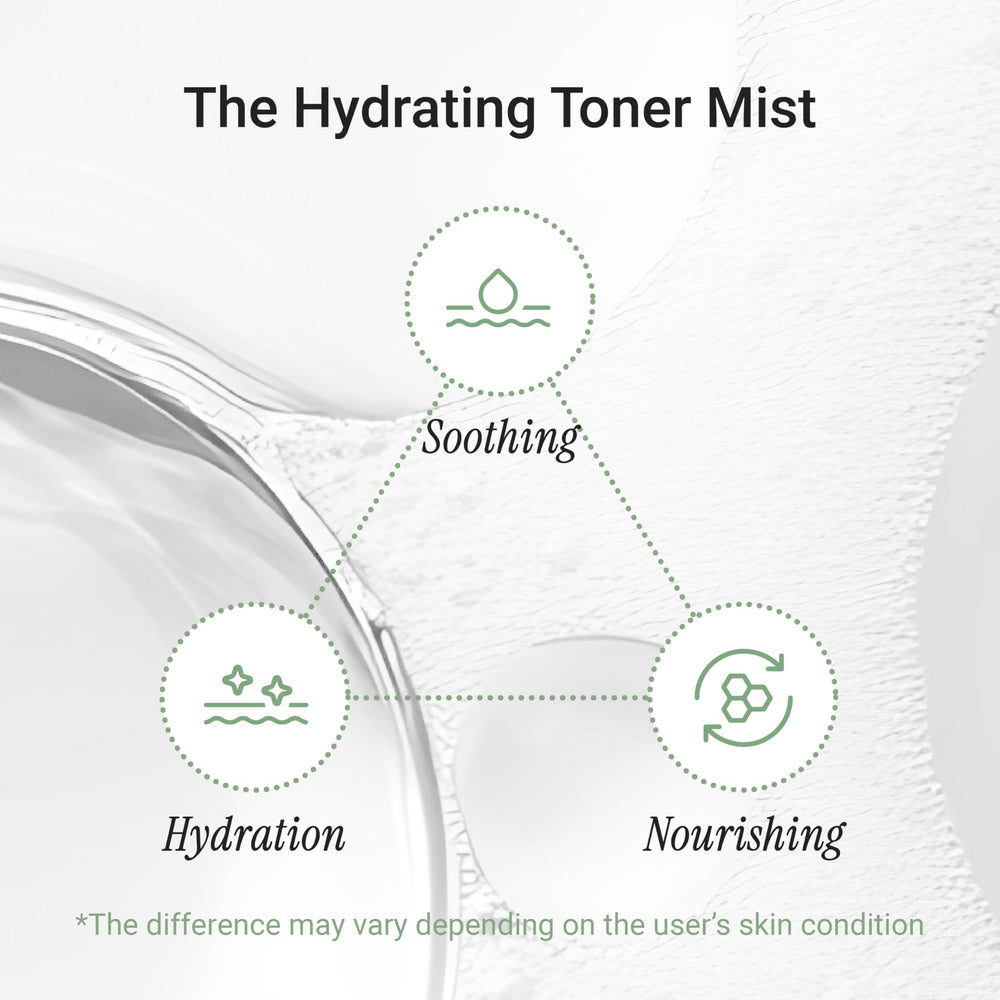 Meebak CICA Toner Spray, aplicación en la mano para retoques prácticos.