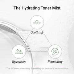Meebak CICA Toner Spray, aplicación en la mano para retoques prácticos.