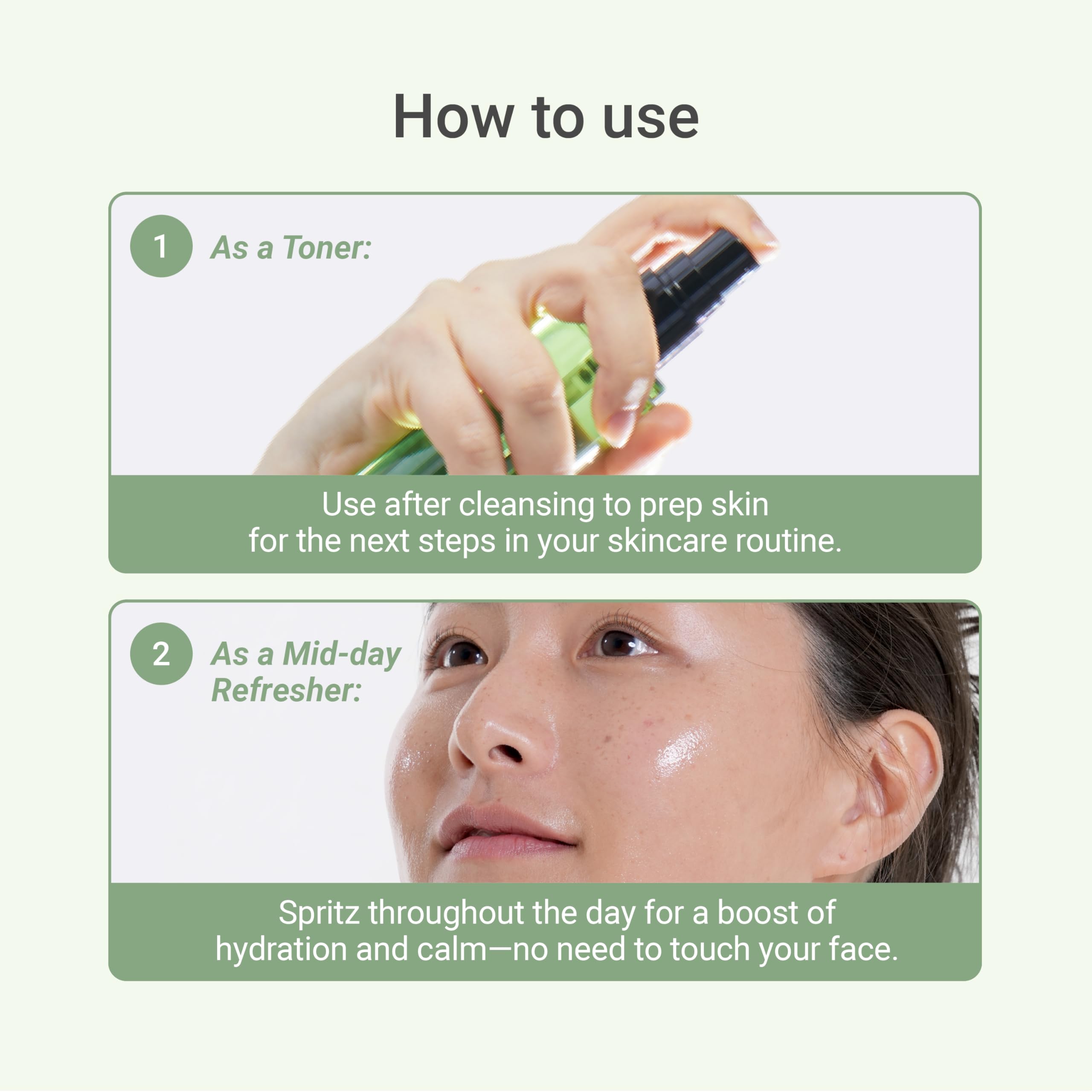 Meebak CICA Toner Spray, vitamina E para hidratación.