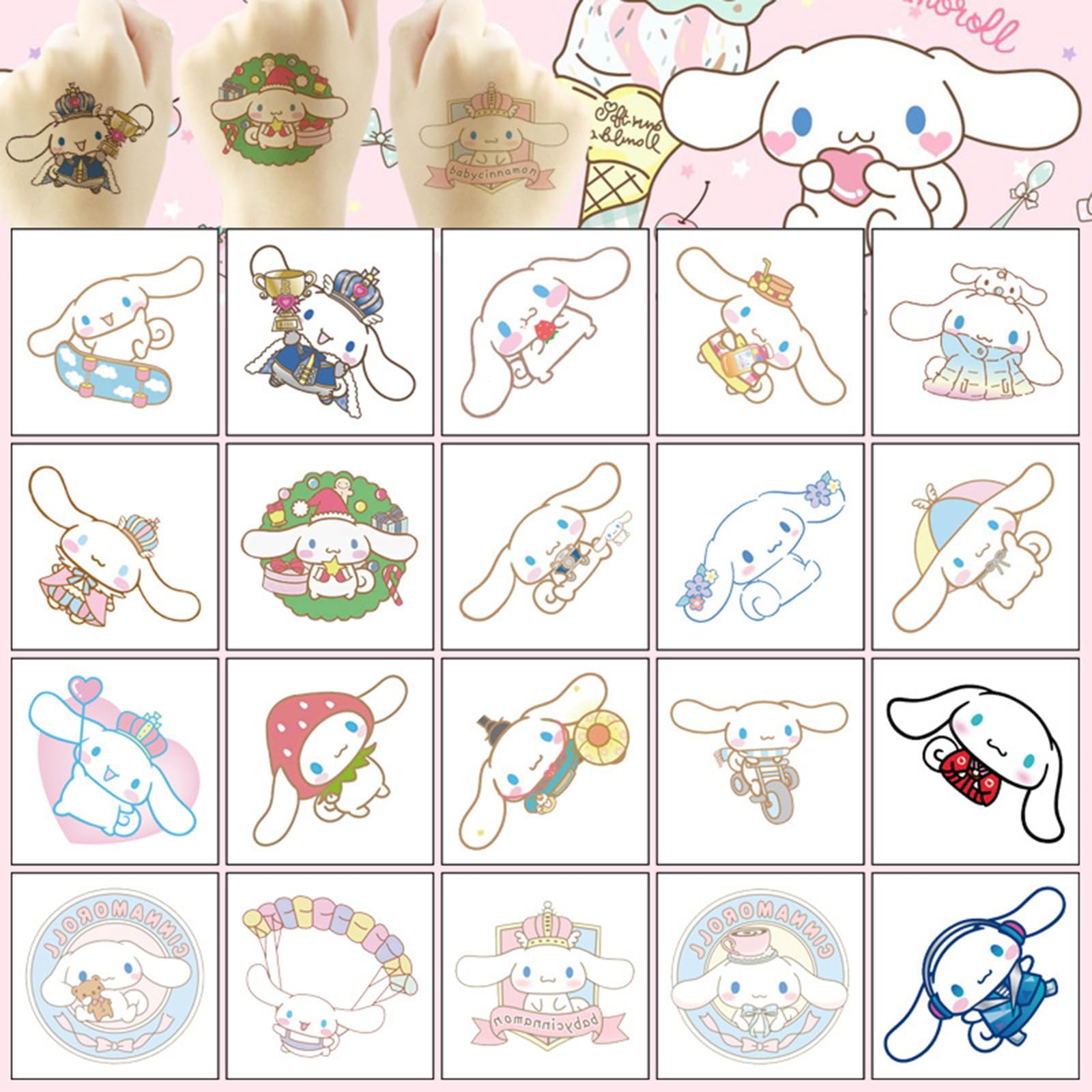 Tatuajes Meet Holiday Cinnamoroll para aplicación rápida en minutos