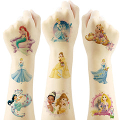 Tatuaje temporal de princesa Meet Holiday en lámina de 5x5 cm para fiestas.