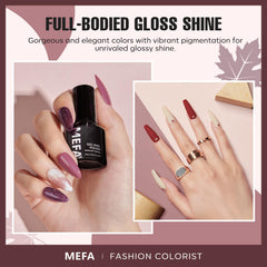 MEFA Set de Gel Otoño en tono Dorado Brillo para manicuras festivas.