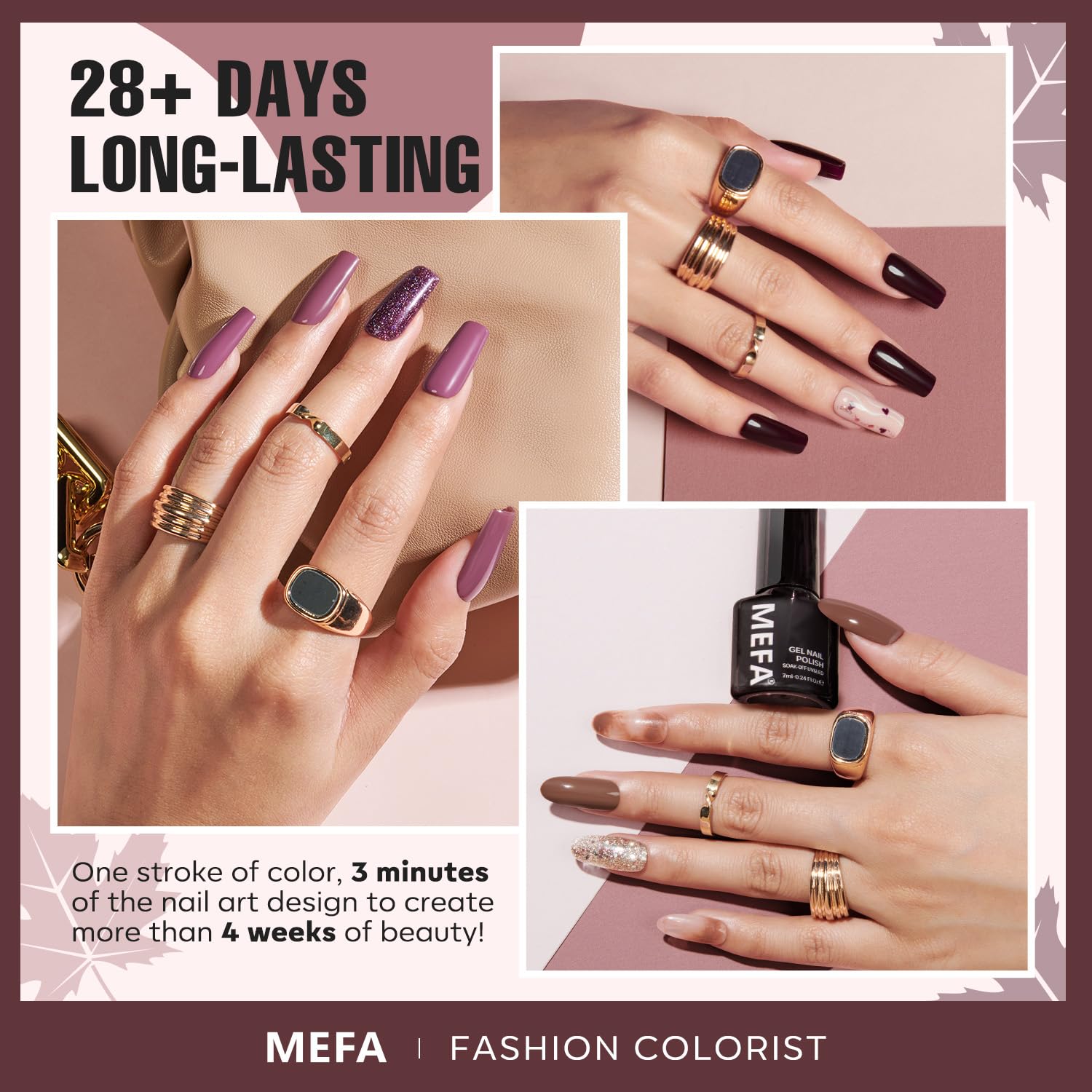 MEFA Set de Gel Otoño en tono Nude Calido para acabado natural.