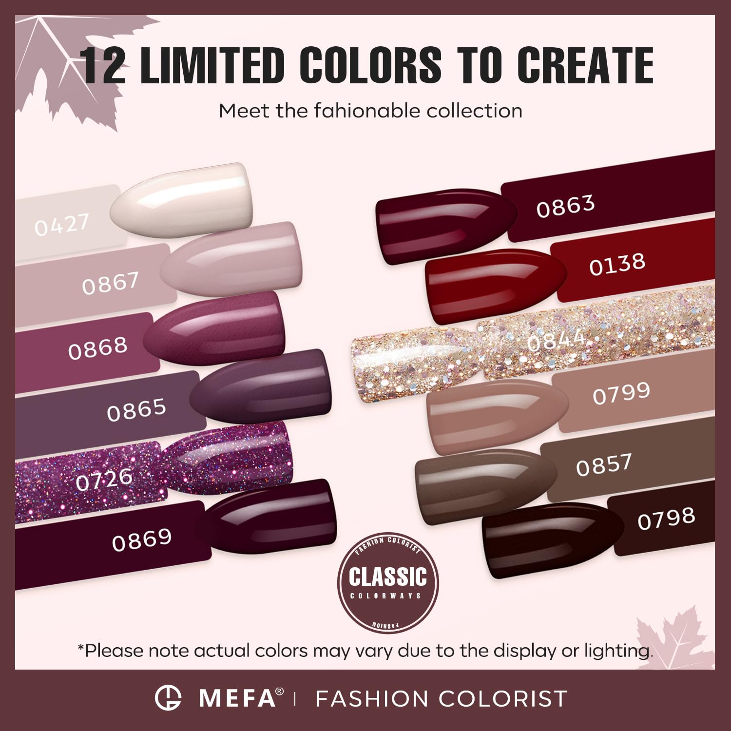 MEFA Set de Gel Otoño en tono Púrpura Oscuro para uñas sofisticadas.