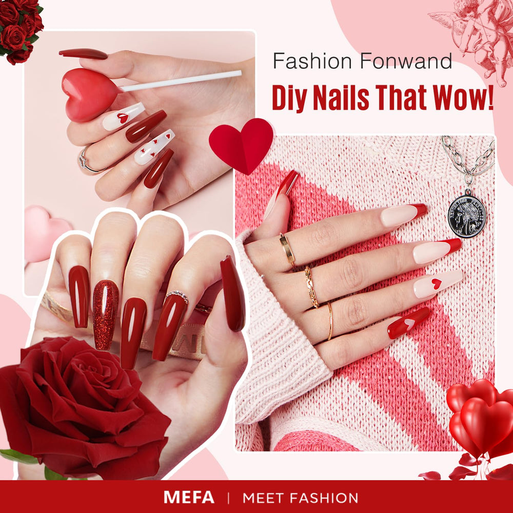 MEFA esmalte gel rojo brillo con durabilidad de hasta 28 días