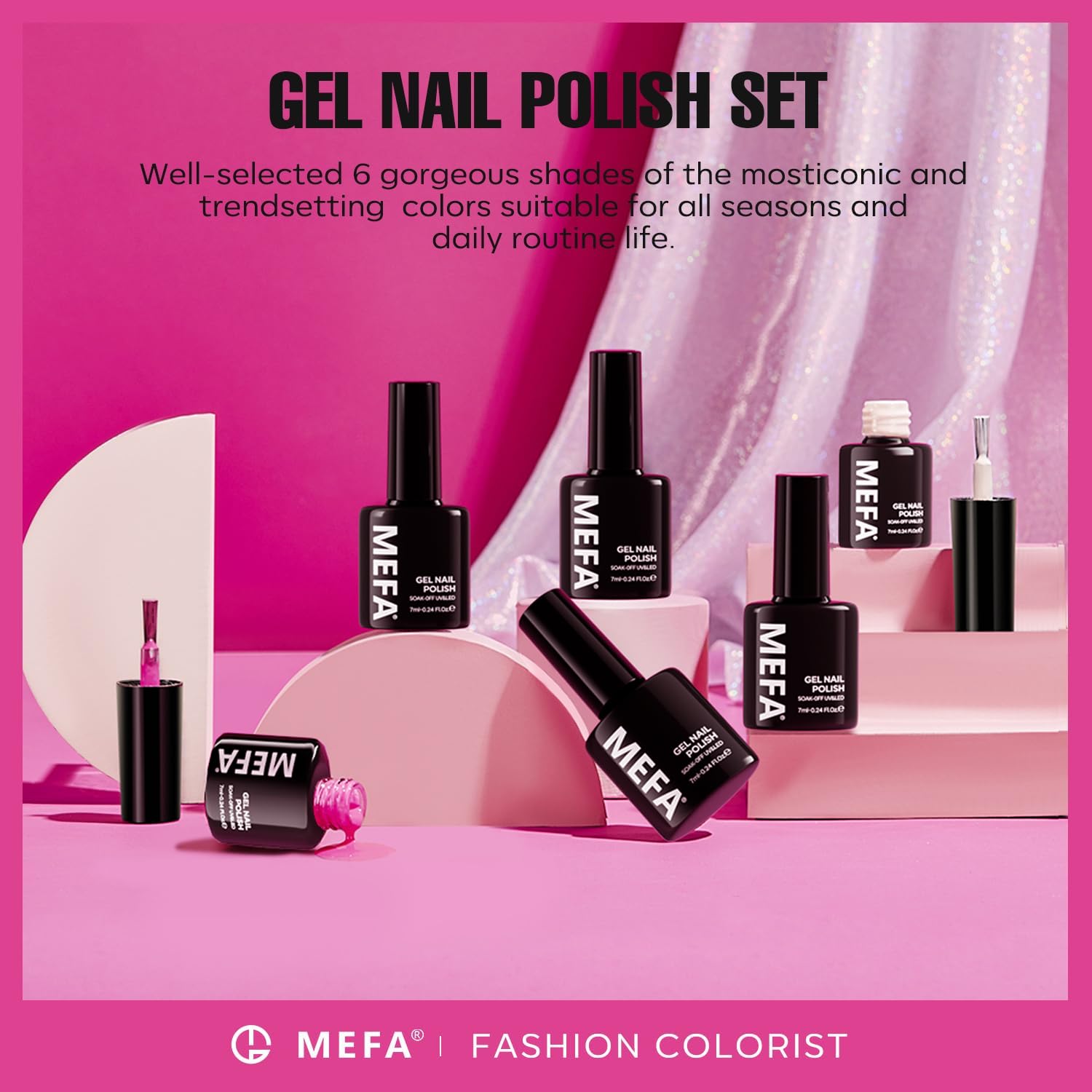 MEFA Esmalte Gel Rosa Sin Burbujas, aplicación lisa.