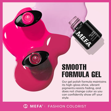 MEFA Esmalte Gel Rosa Brillo, acabado brillante y suave.