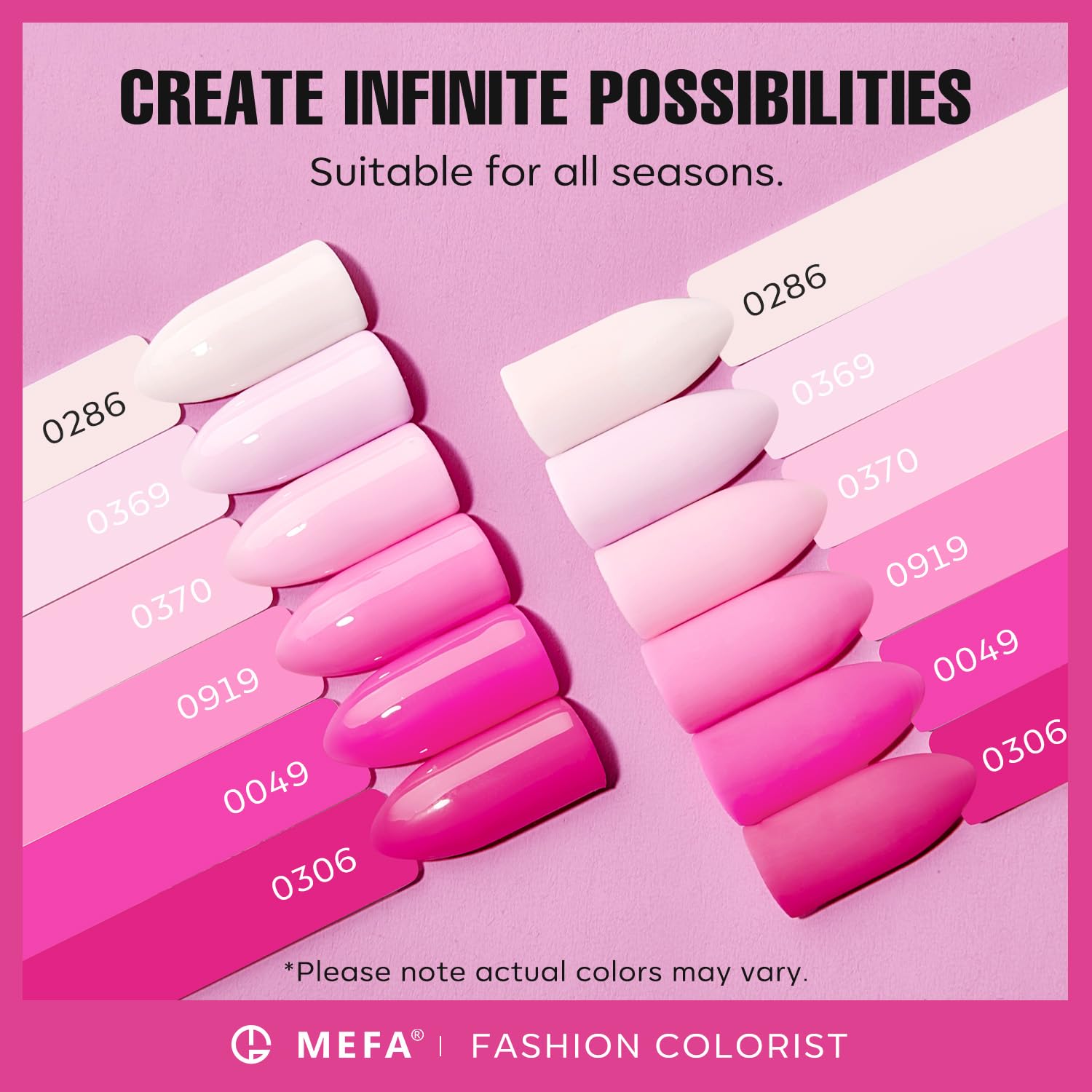 MEFA Esmalte Gel Rosa Intenso, color vibrante para looks llamativos.