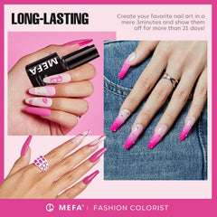 MEFA Esmalte Gel Rosa Rosado para un acabado elegante en cualquier ocasión.