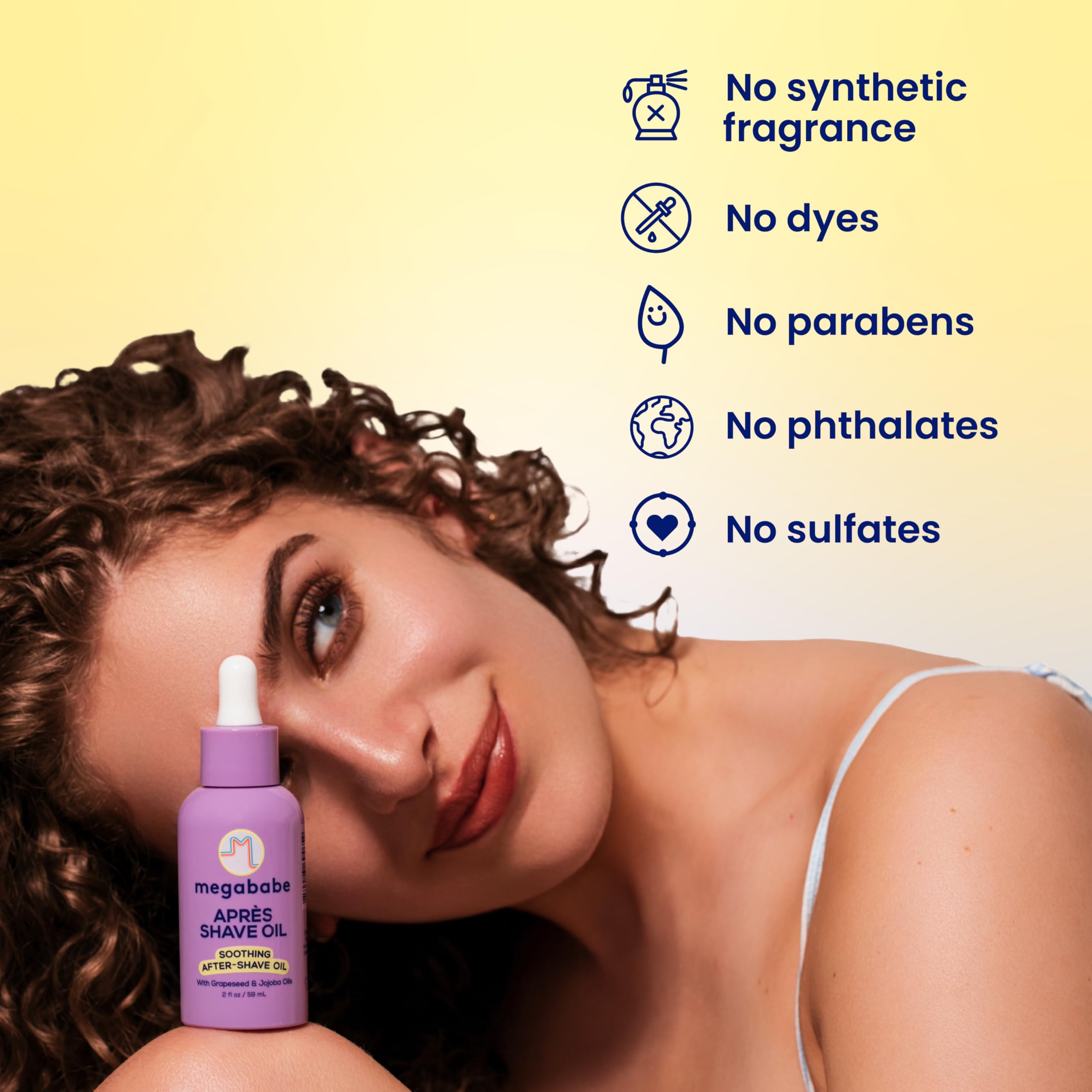 Megababe Après Shave Oil, envase reciclado, opción sostenible para tu rutina.