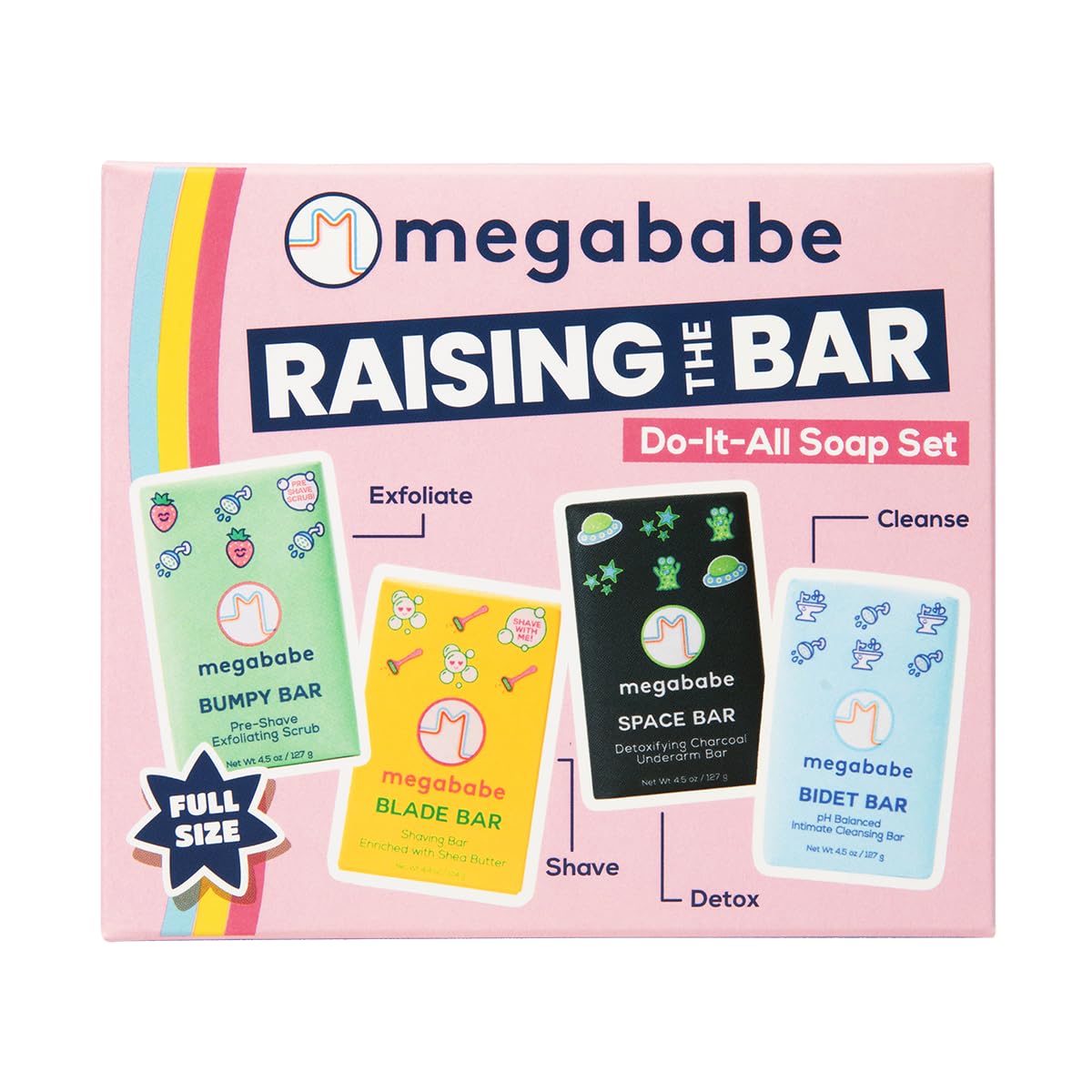 Megababe Bidet Bar, vista frontal, limpieza suave para uso diario.