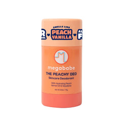 Megababe Peachy Deo, barra suave para aplicación cómoda y protección diaria.