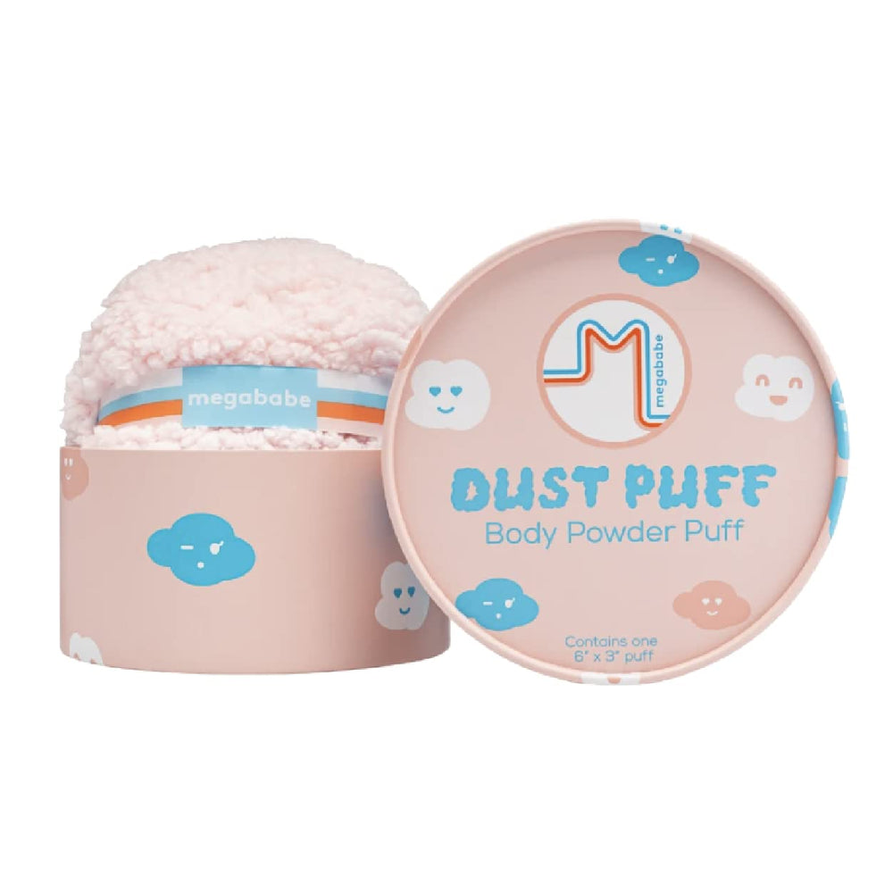 Megababe puf de polvo grande para aplicación rápida y uniforme de polvo corporal.