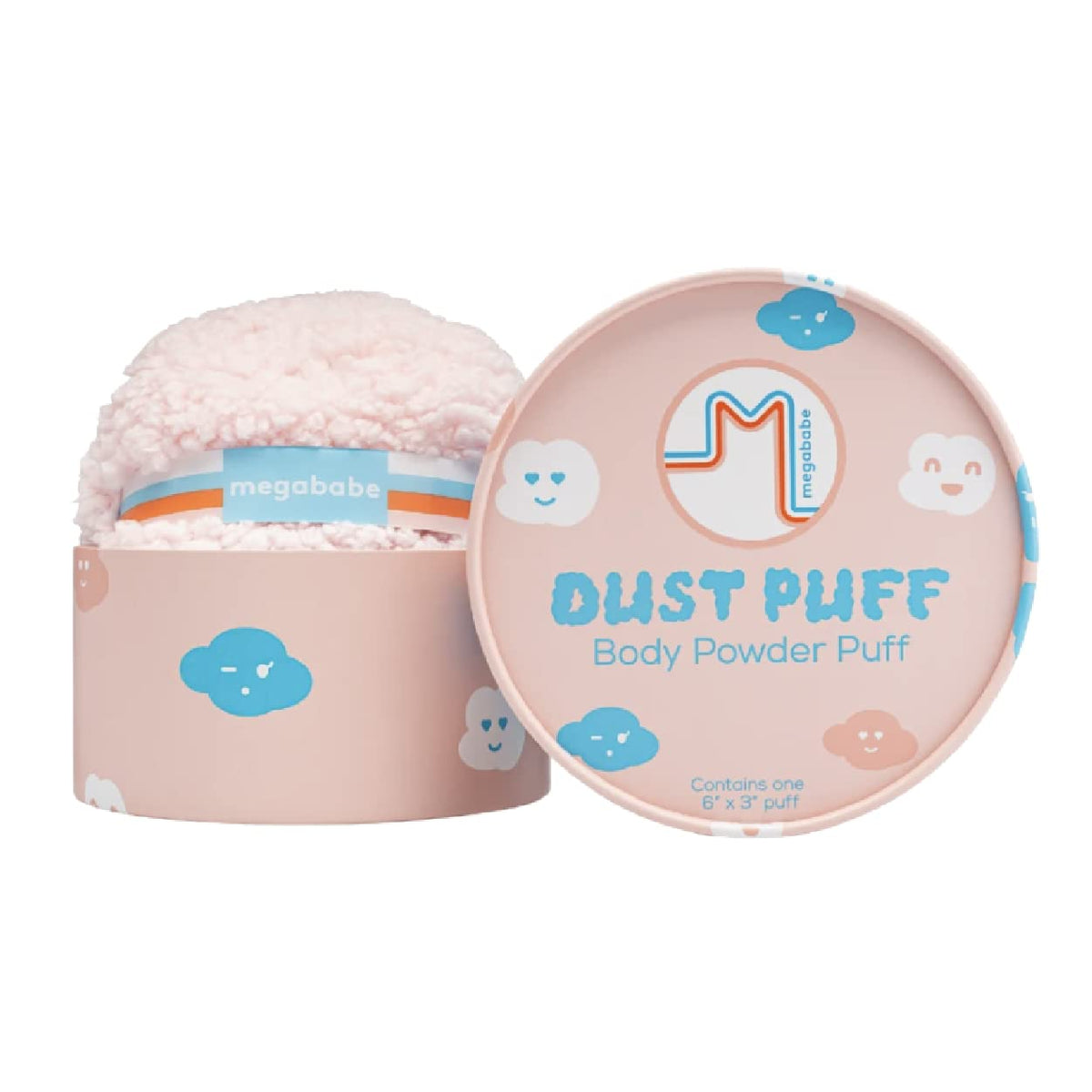 Megababe puf de polvo grande para aplicación rápida y uniforme de polvo corporal.