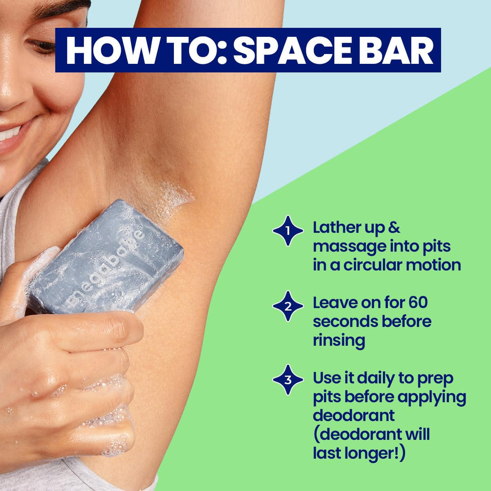 Megababe Space Bar aprobado por dermatologos para axilas sensibles.