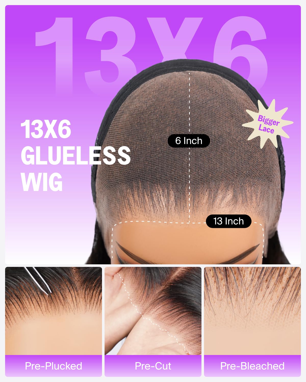Megalook Hair HD lace pre-cut pre-plucked for natural hairline and easy styling.