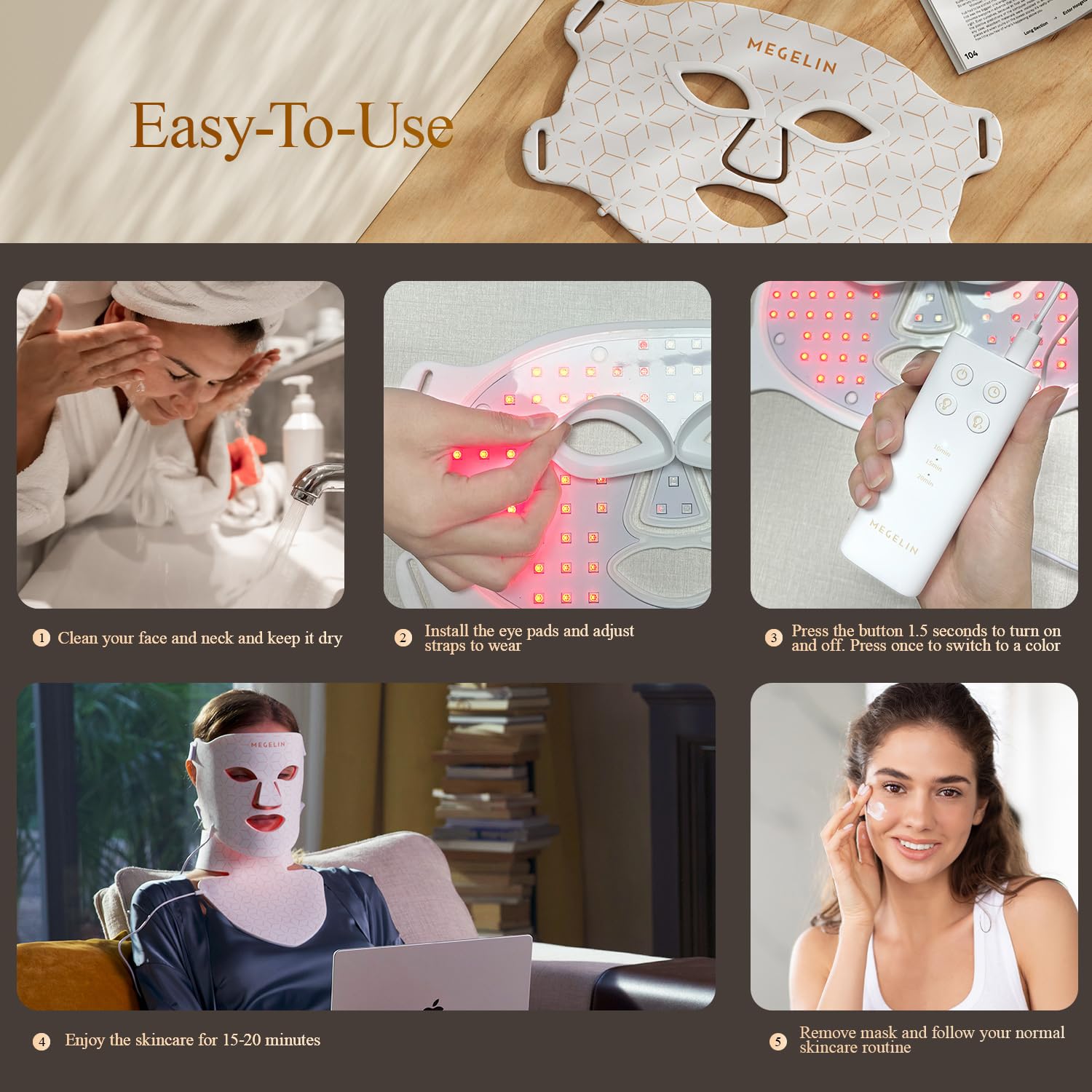 MEGELIN Protección ocular, almohadillas para mayor comodidad durante la terapia.