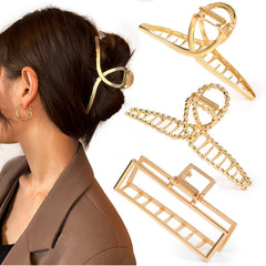 Mehayi pinza de metal grande para cabello grueso, agarre seguro para peinados diarios.