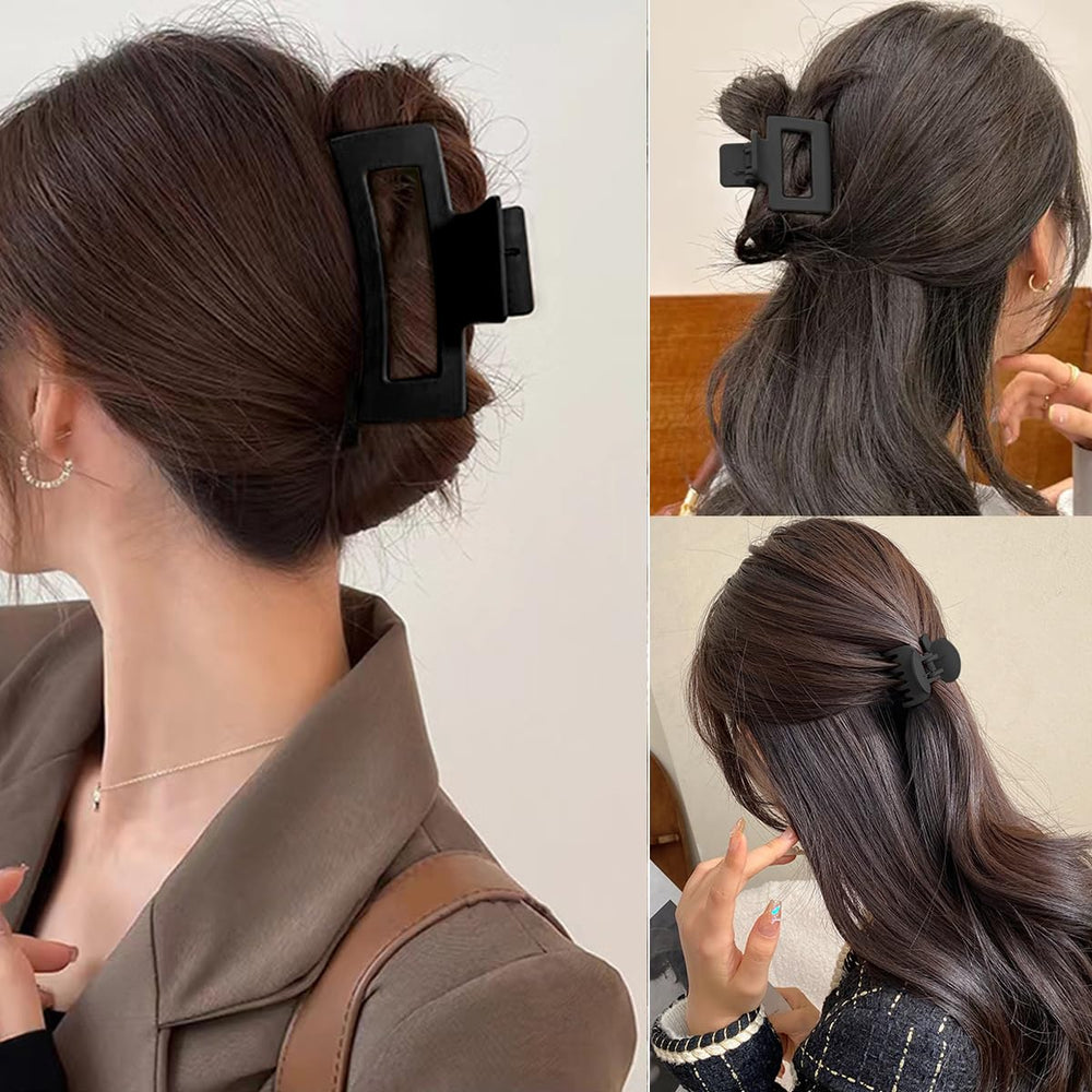 Mehayi pinza pelo dientes dobles negra, agarre estable para todo tipo de pelo