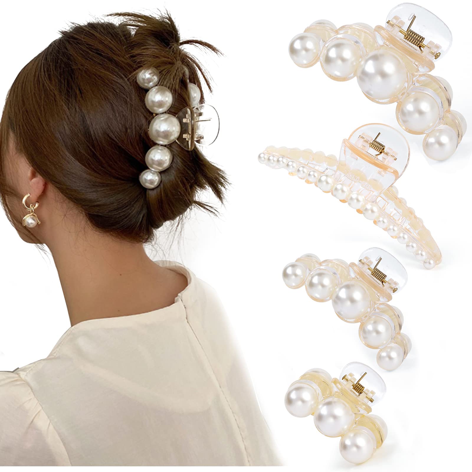 Pinza Mehayi con perlas grandes, para un peinado elegante en eventos.