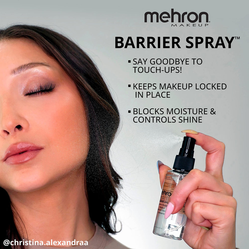 Mehron Barrier Spray: aplicación facial para fijar maquillaje.
