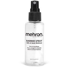 Mehron Barrier Spray: botella de 60 ml en primer plano para maquillaje duradero.