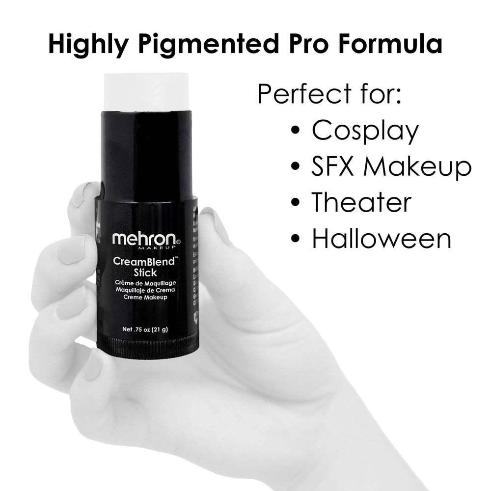 Mehron CreamBlend Stick: base crema versátil para rostro con acabado suave.