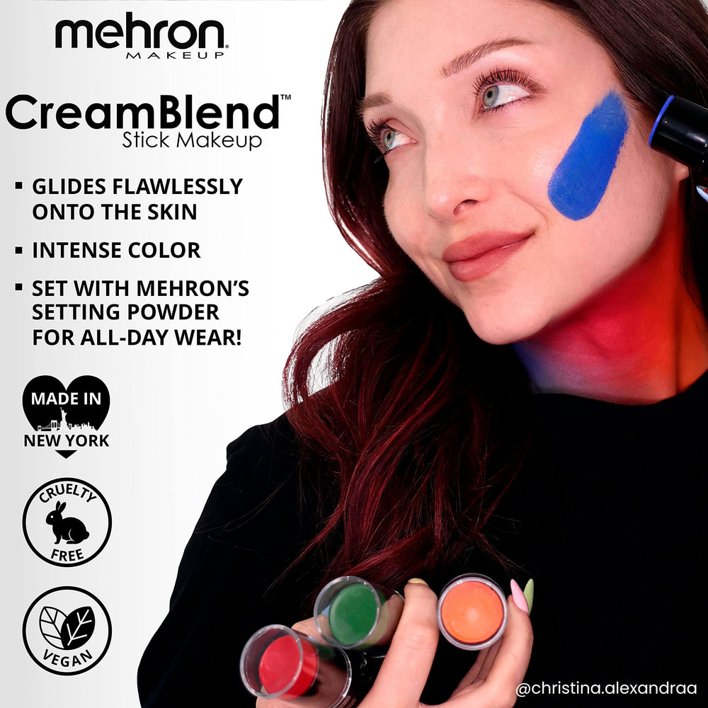 Mehron CreamBlend Stick, vegano y ligero para uso prolongado.