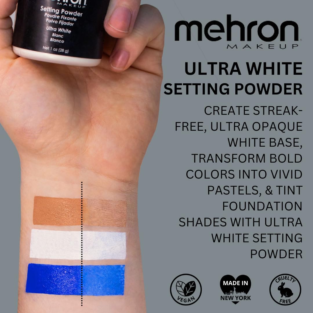 Envase de 1 oz de Mehron, práctico para llevar a cualquier set.