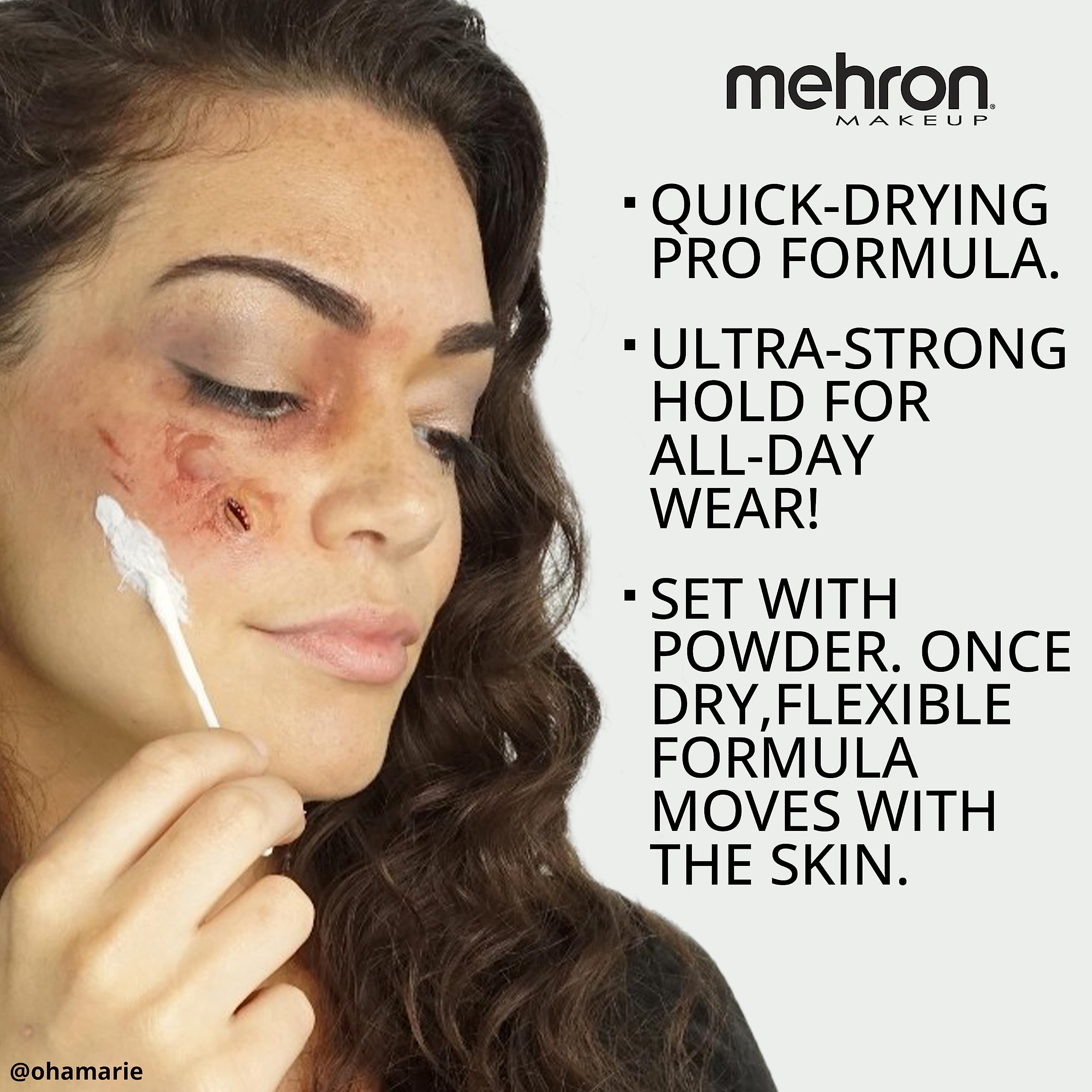 Mehron Látex Líquido: capas finas que secan entre cada capa para efectos duraderos.