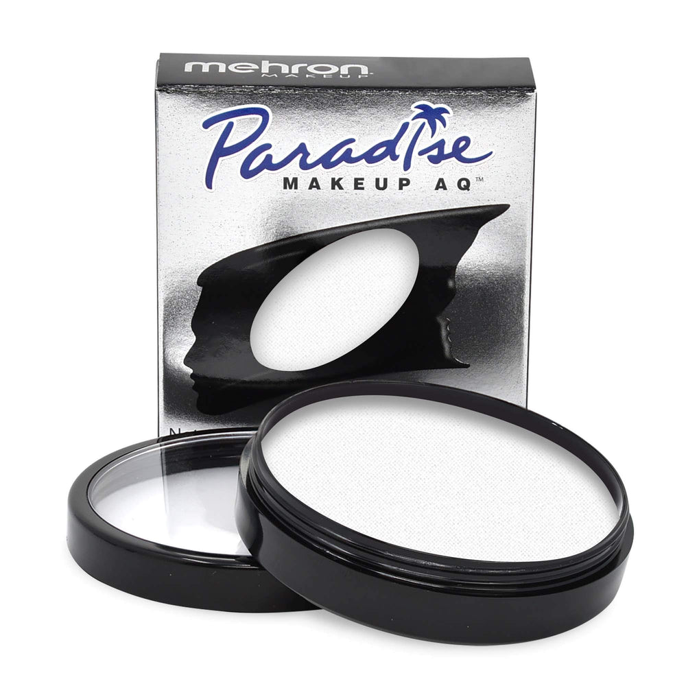 Mehron Paradise AQ Pro blanco: bote para rostro y cuerpo, flujo suave y fácil.