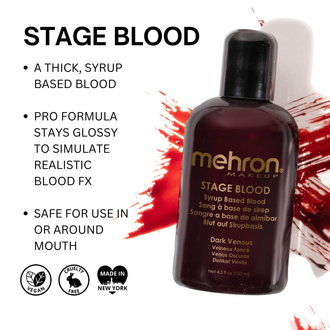 Mehron Sangre de Escena color rojo natural para un aspecto convincente.