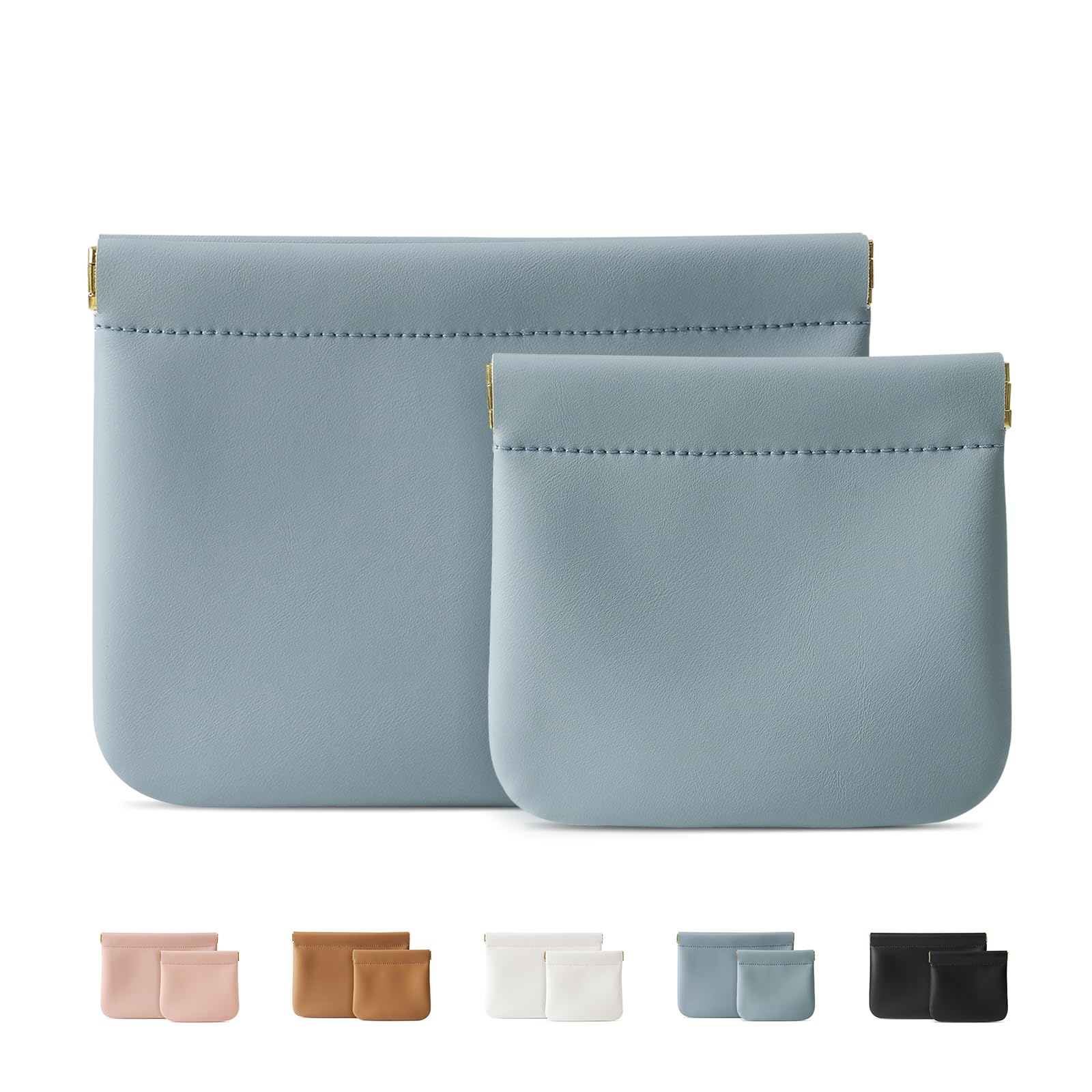 MEIBOOCH bolsa de maquillaje dos-pack azul frontal, ideal para mantener cosméticos organizados.