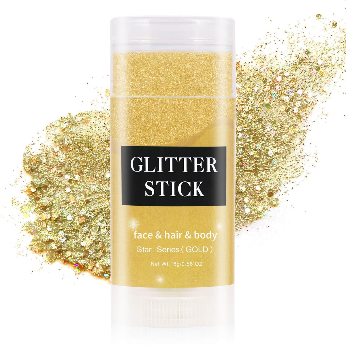 Meicoly brillo dorado en rostro para look festivo y luminoso