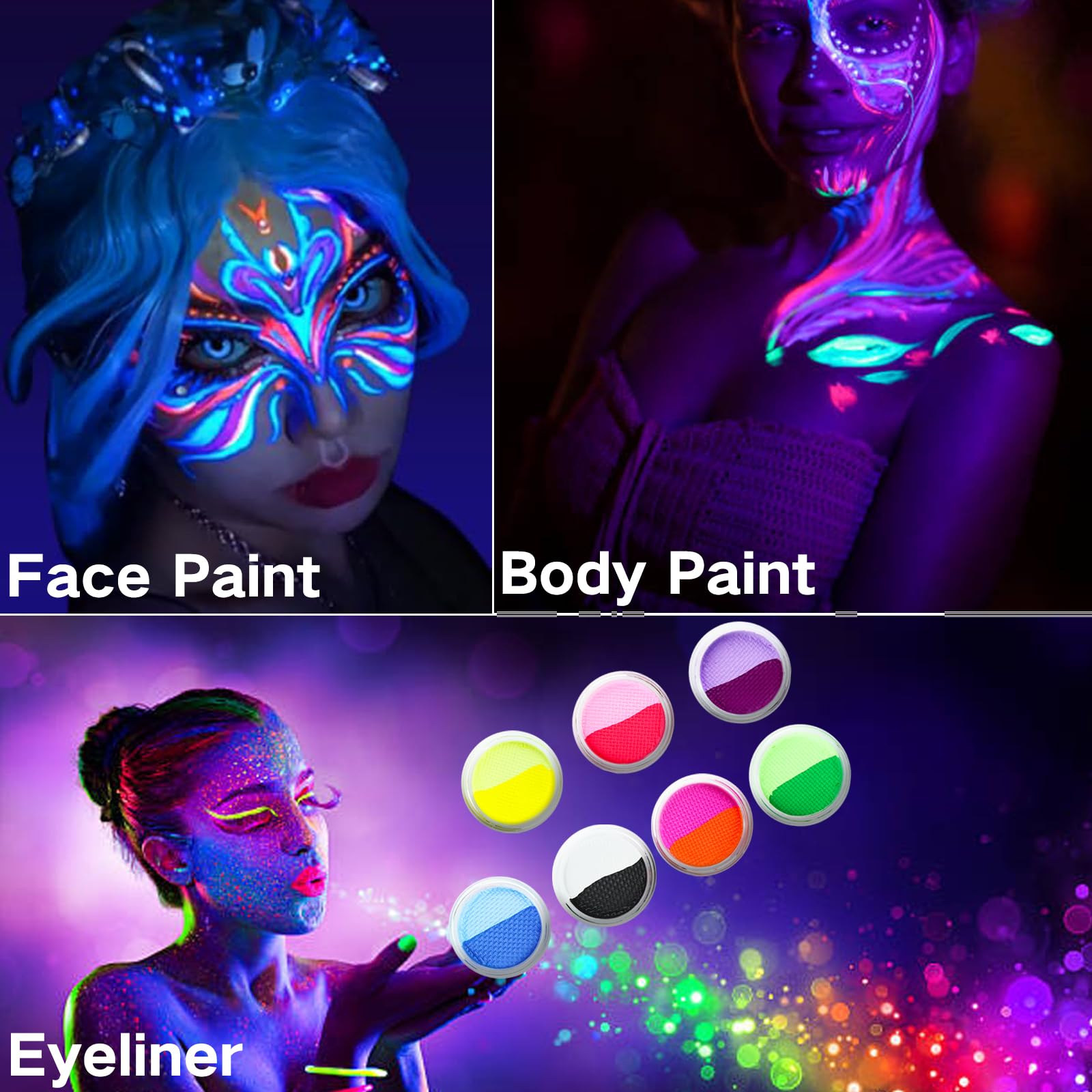 MEICOLY delineador agua activado UV amarillo, colores brillantes para Pride.