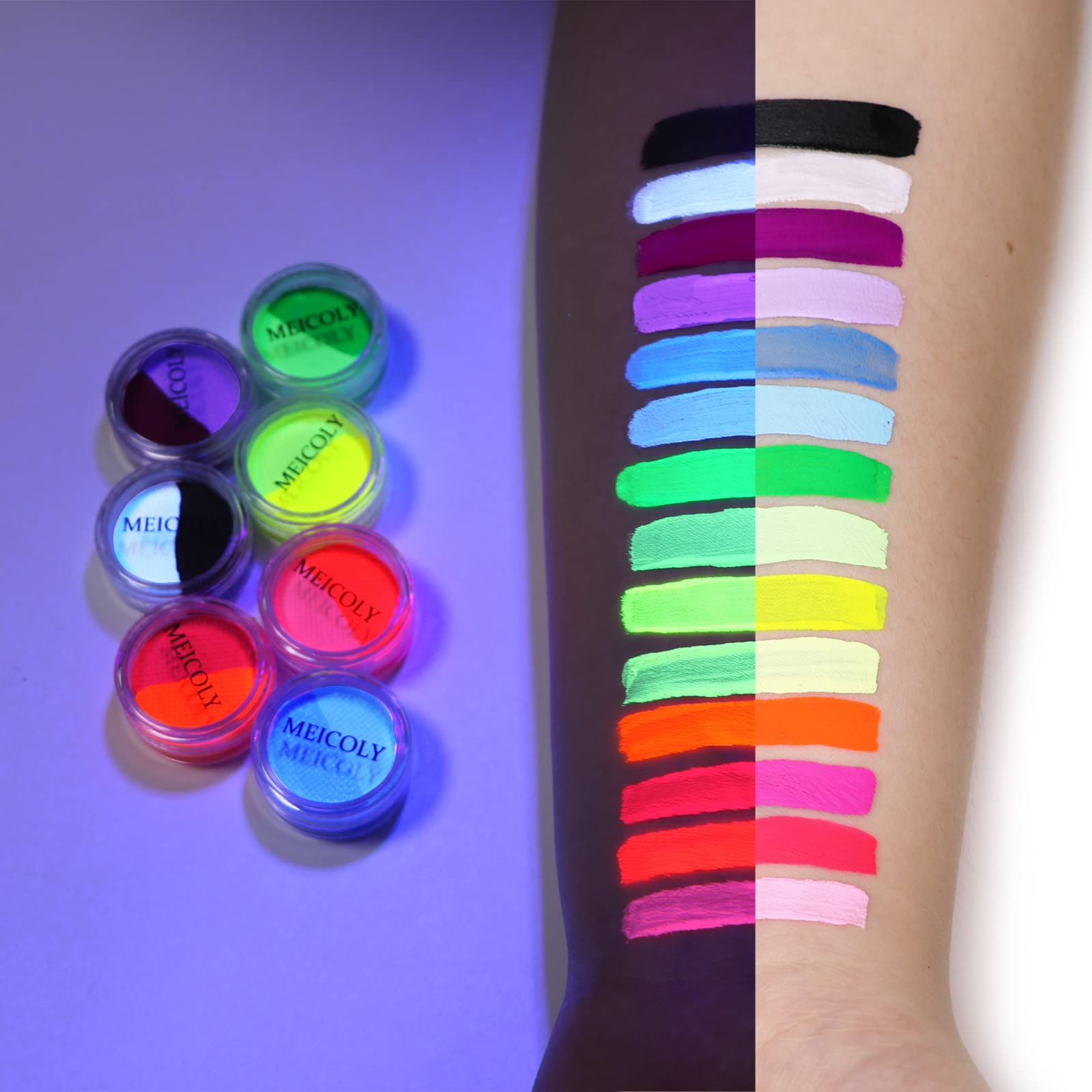 MEICOLY delineador agua activado UV rosa, delineado vibrante y fácil de quitar.