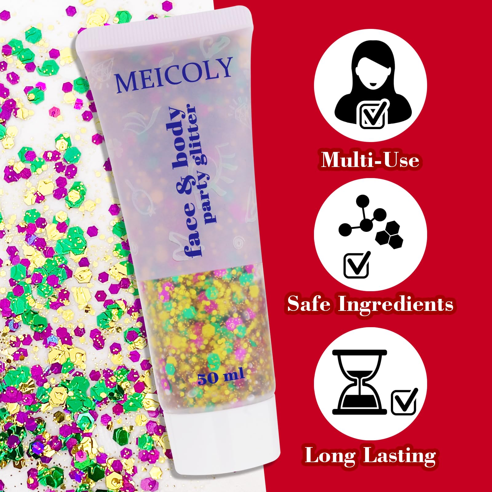 Ingredientes naturales y seguros MEICOLY, aptos para piel sensible.
