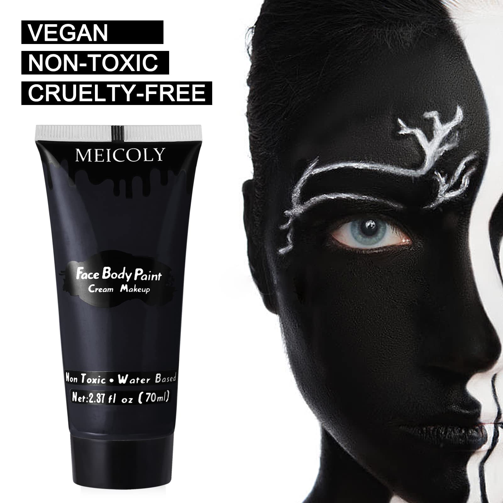 MEICOLY maquillaje negro para payaso: cobertura intensa y deslizamiento suave